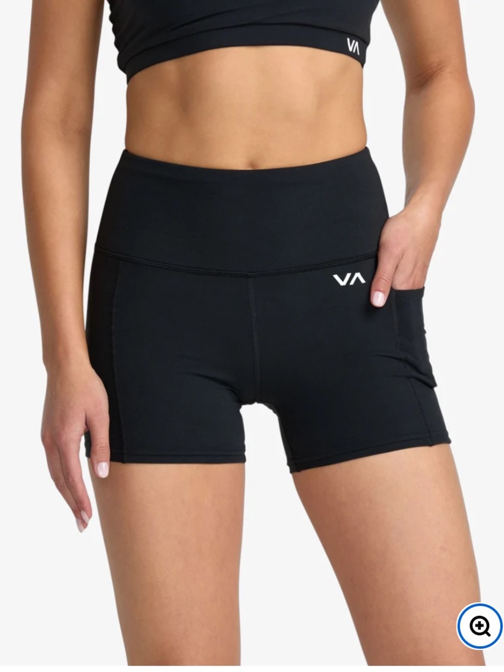 RVCA Black High-Rise Bike Shorts with Side Pocket